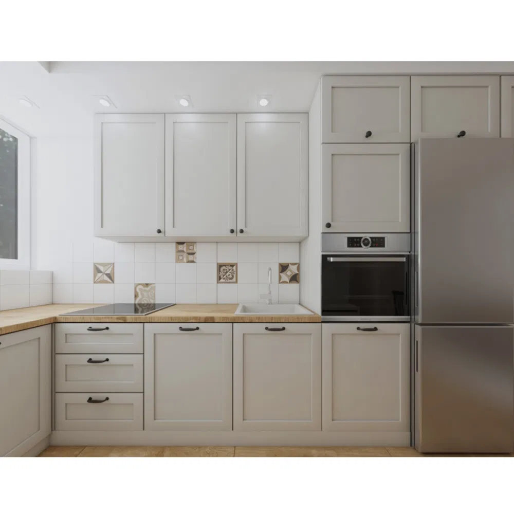 Minimalist European Solid Wood Kitchen Cabinet with Clean Lines &amp; Matte Finish