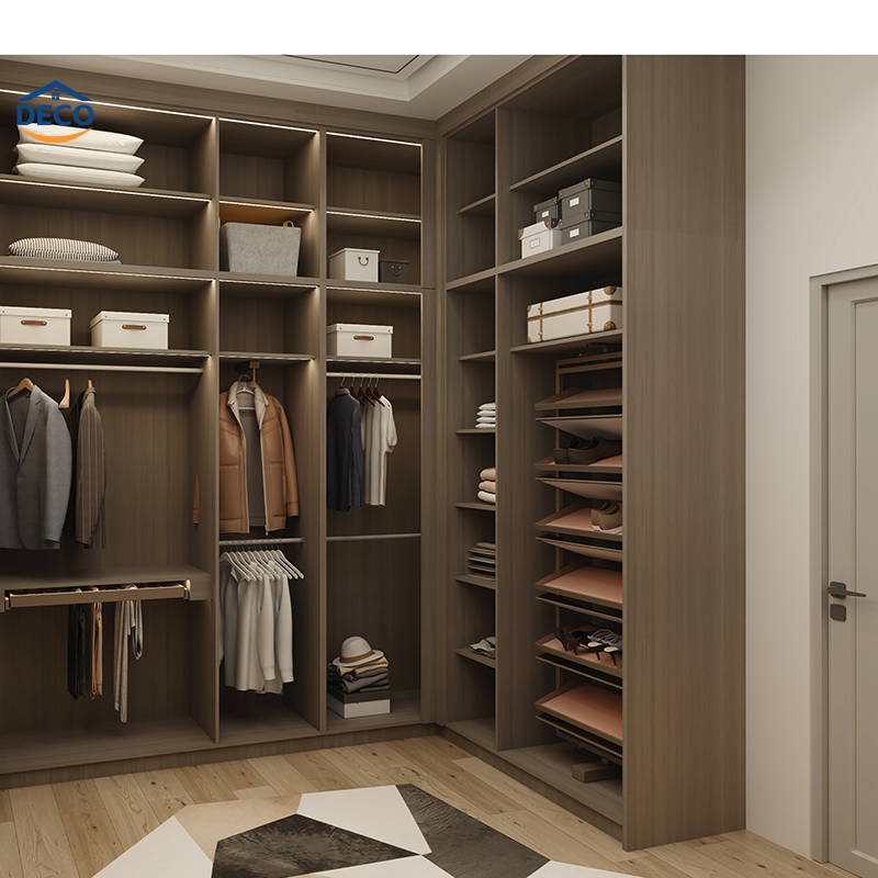 Elegant Bedroom Furniture U Shape Dressing Table Storage Systems Walk in Checkroom Wardrobe