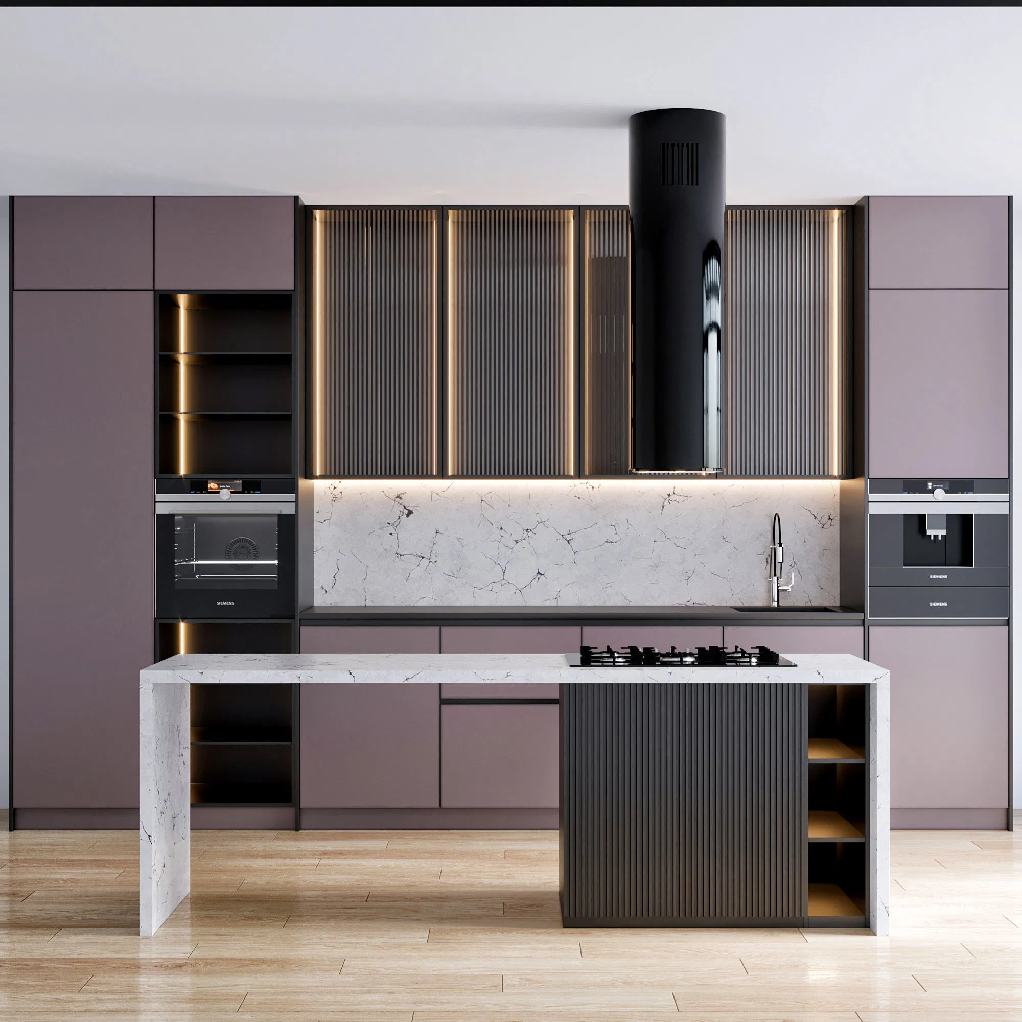 PA Customized Free Lacquer Mat Finish Handleless Quick Delivery Furniture Kitchen Cabinets