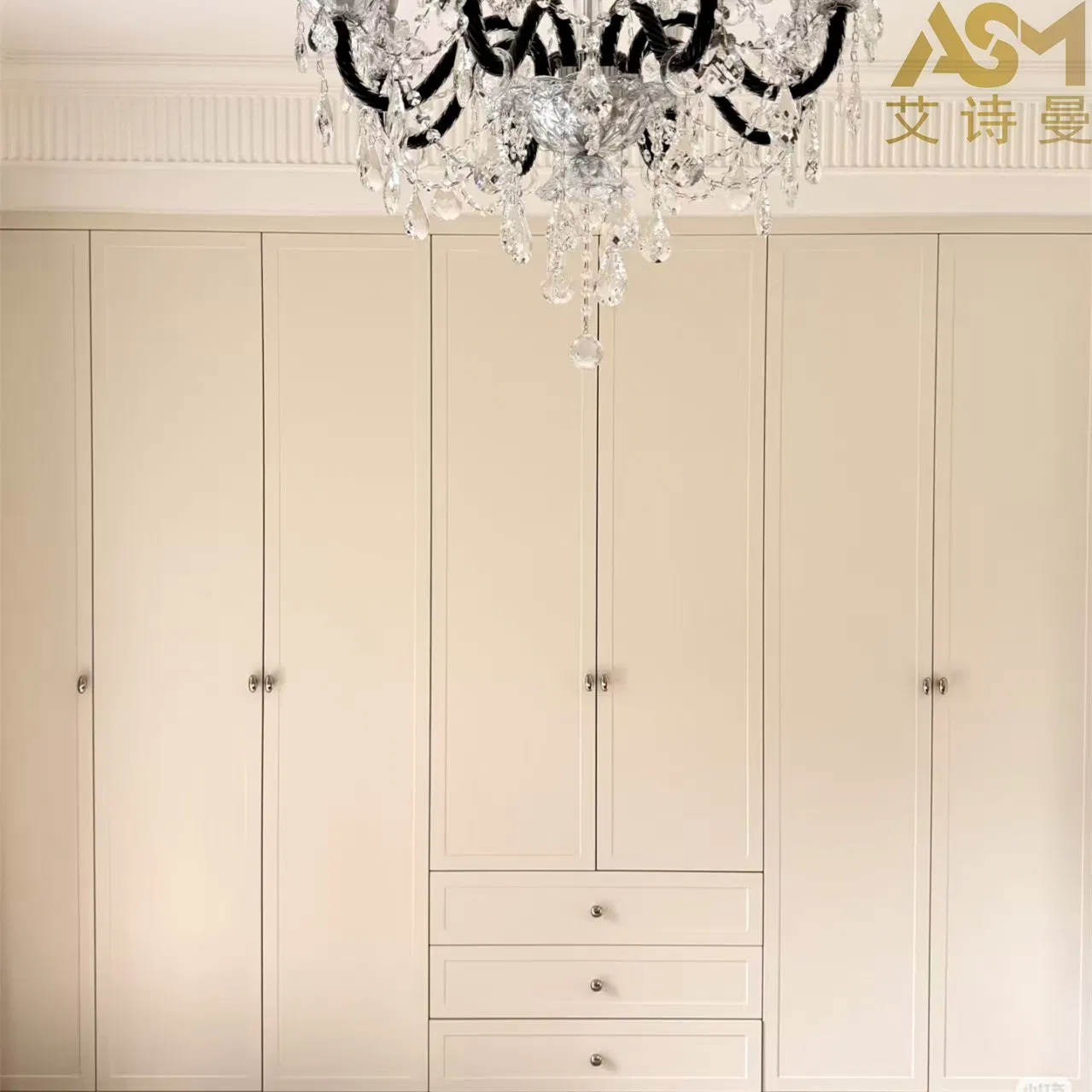 Wood Wardrobe Sliding Door Clothes Closet with Closet System PVC Wardrobe Bedroom Wooden Furniture Closet