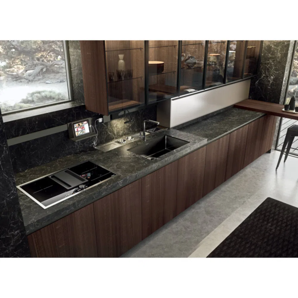 Moisture-Proof and Mildew-Proof Kitchen Furniture Design Modern Aluminum Frame Glass Cabinets for Prefabricated Residential Kitchens