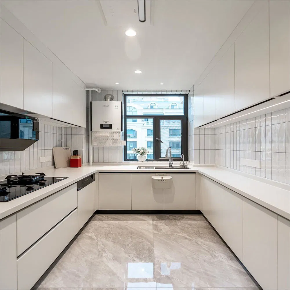 U Shape Custom Made Lacquer Kitchen Cabinets Plywood Kitchen Units