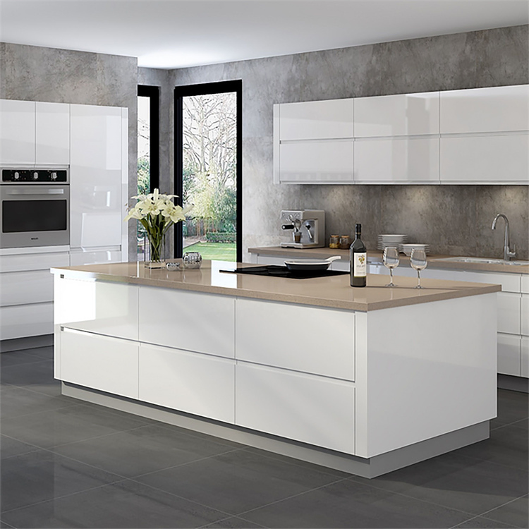 Custom White Painting High Gloss Lacquer Shaker Modern Kitchen Cabinet