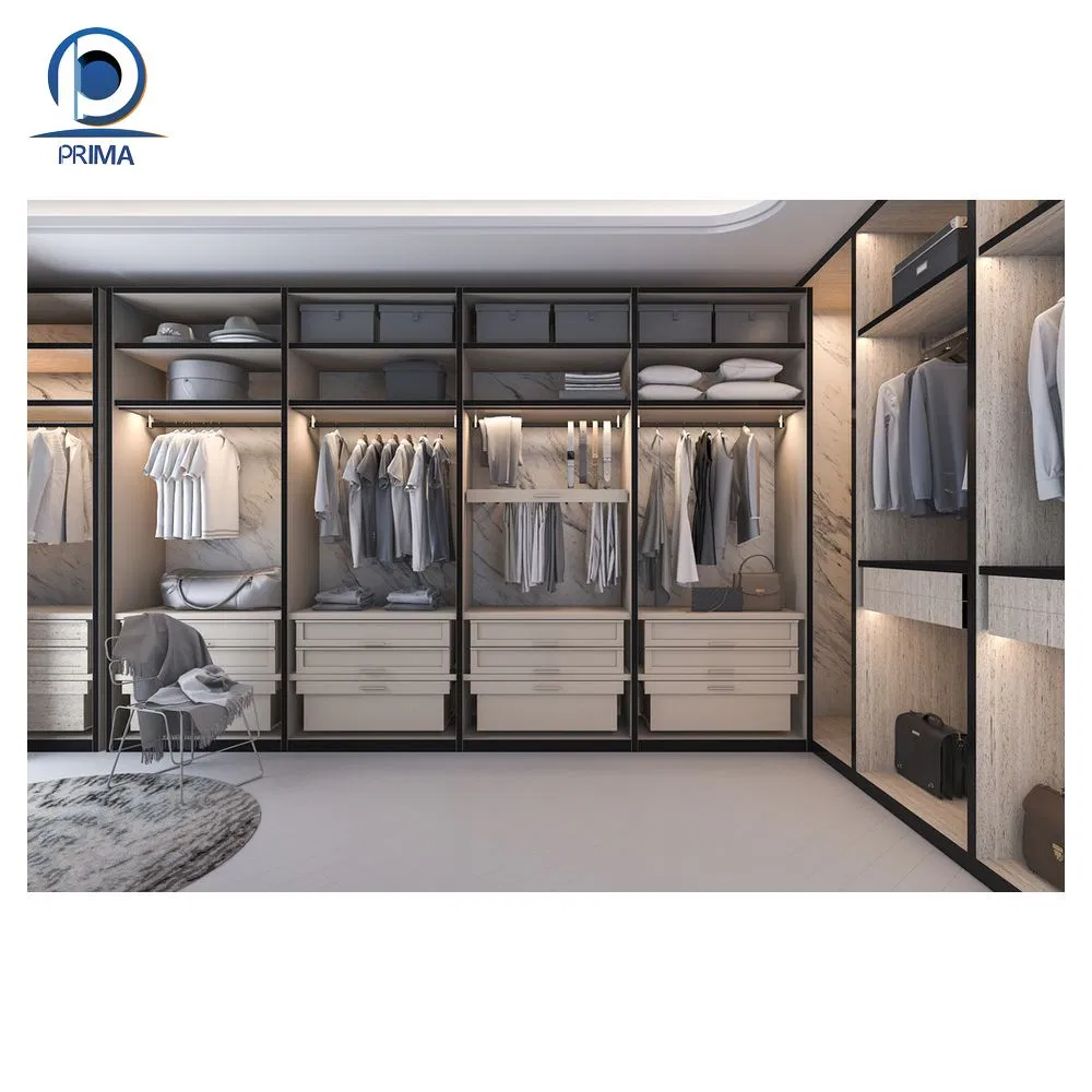 Glass Door Wooden Wardrobe Shelving Bedroom Wall Closet Systems Custom Walk in Closet Wooden Wardrobe