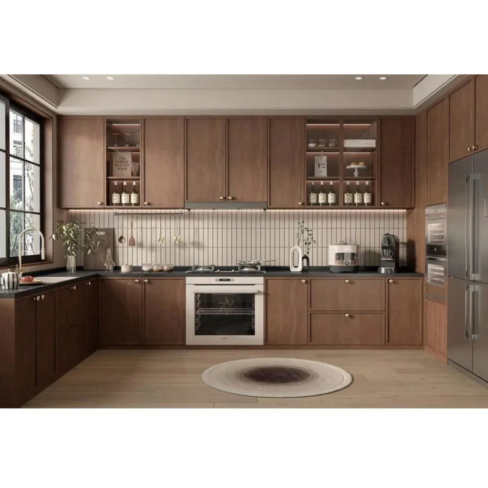 Designer Furniture New Chinese Style L-Shaped Kitchen Cabinets