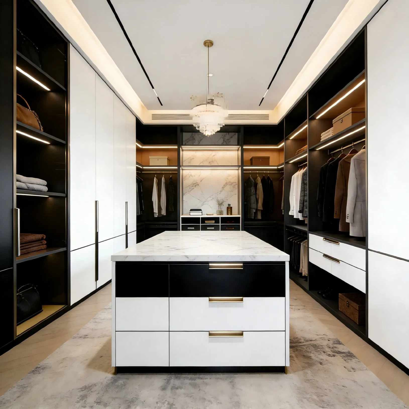 Customizable Walk-in Closet Wardrobe System for Stylish Interiors