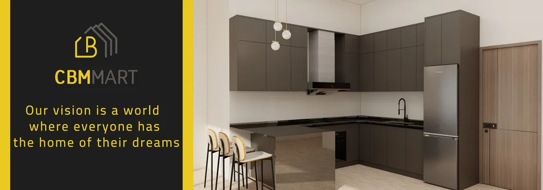 Custom Aluminum Frame Glass Door Design Kitchen Cabinets