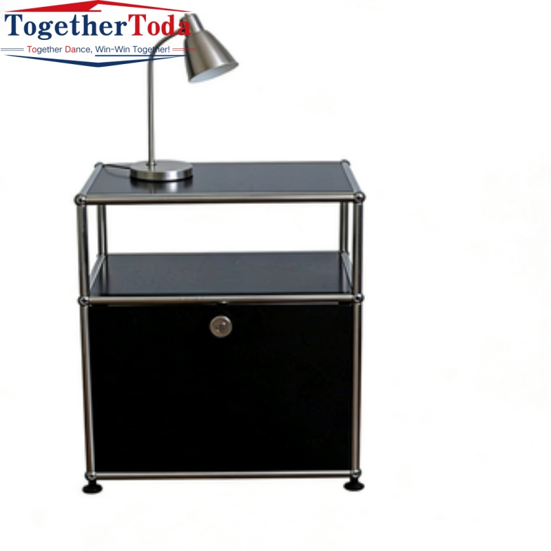 Multi-Purpose Minimalist Modular Storage Cabinet with Open Top Shelf and Lockable Door for Family Bedrooms and Living Rooms