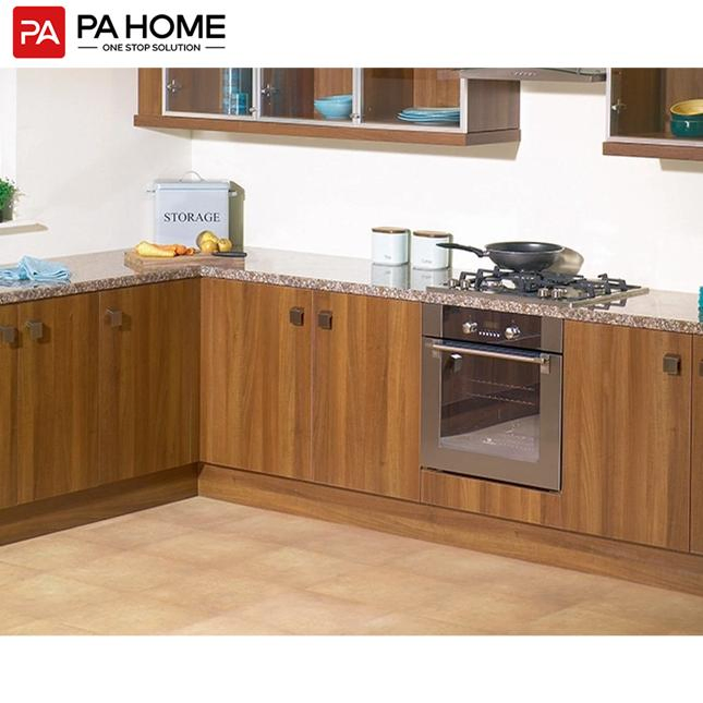 Wholesale Modern Wood Finished L Shaped Kitchen Cabinet Unit