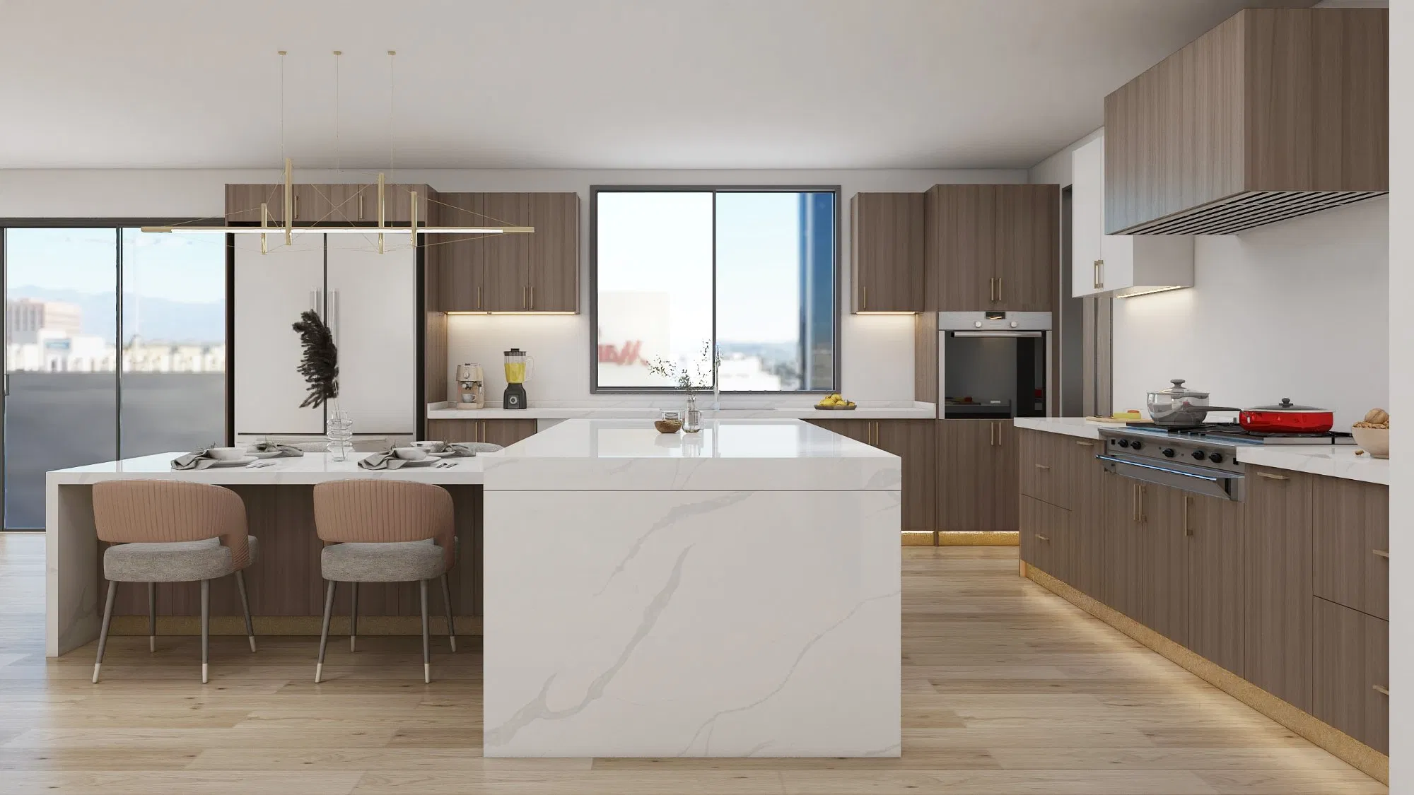 Luxury Project Customized Melamine Storage Kitchen Furniture Waterproof U Shaped Kitchen Cabinet