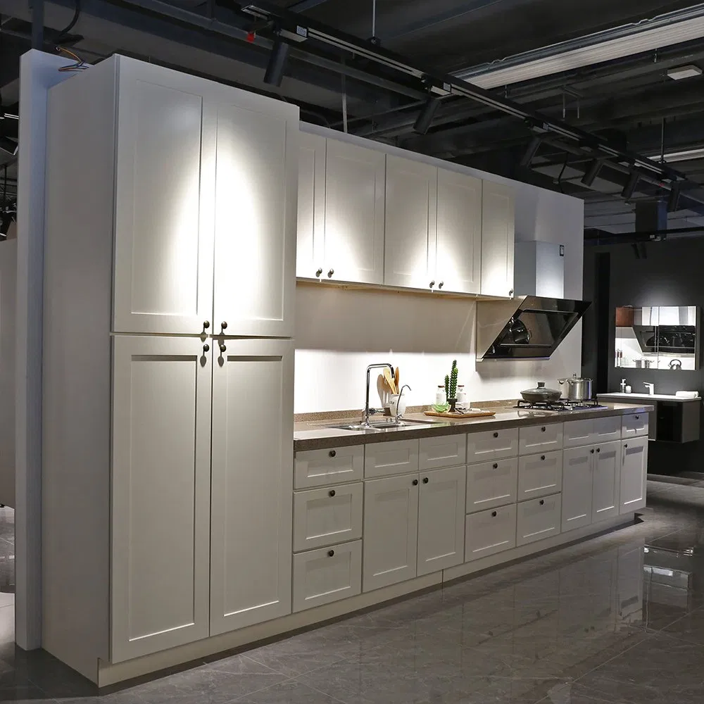 High Gloss Solid Wood Kitchen Design Cabinets Set Furniture Custom Rta Modern PVC Glossy Modular Kitchen Cabinet