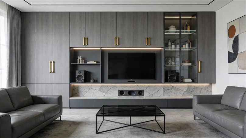 Multi Storage TV Cabinet Media Console with Drawers and Shelves