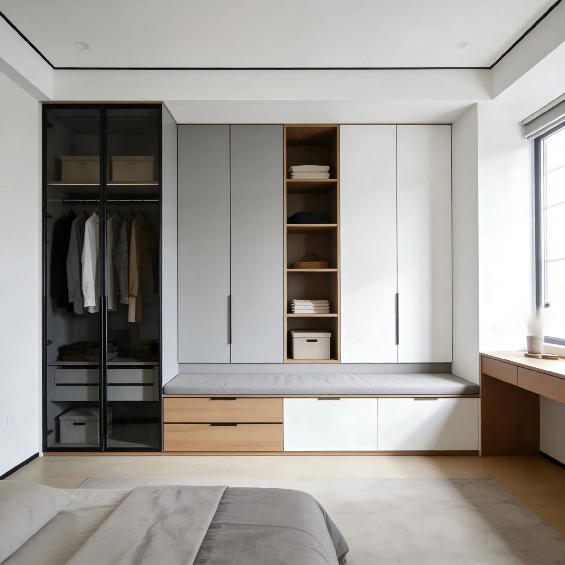 OEM Built-in Wardrobe Closet System with Custom Size and Layout Design