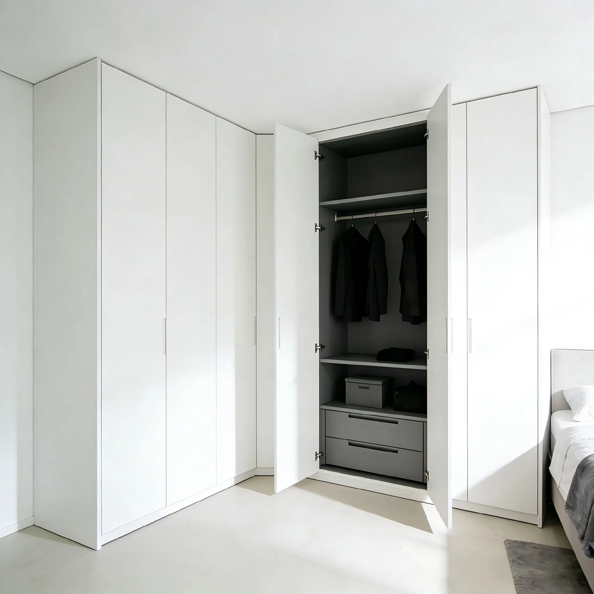 Modern Modular Wardrobe System with Sliding Doors and Custom Internal Storage Layout