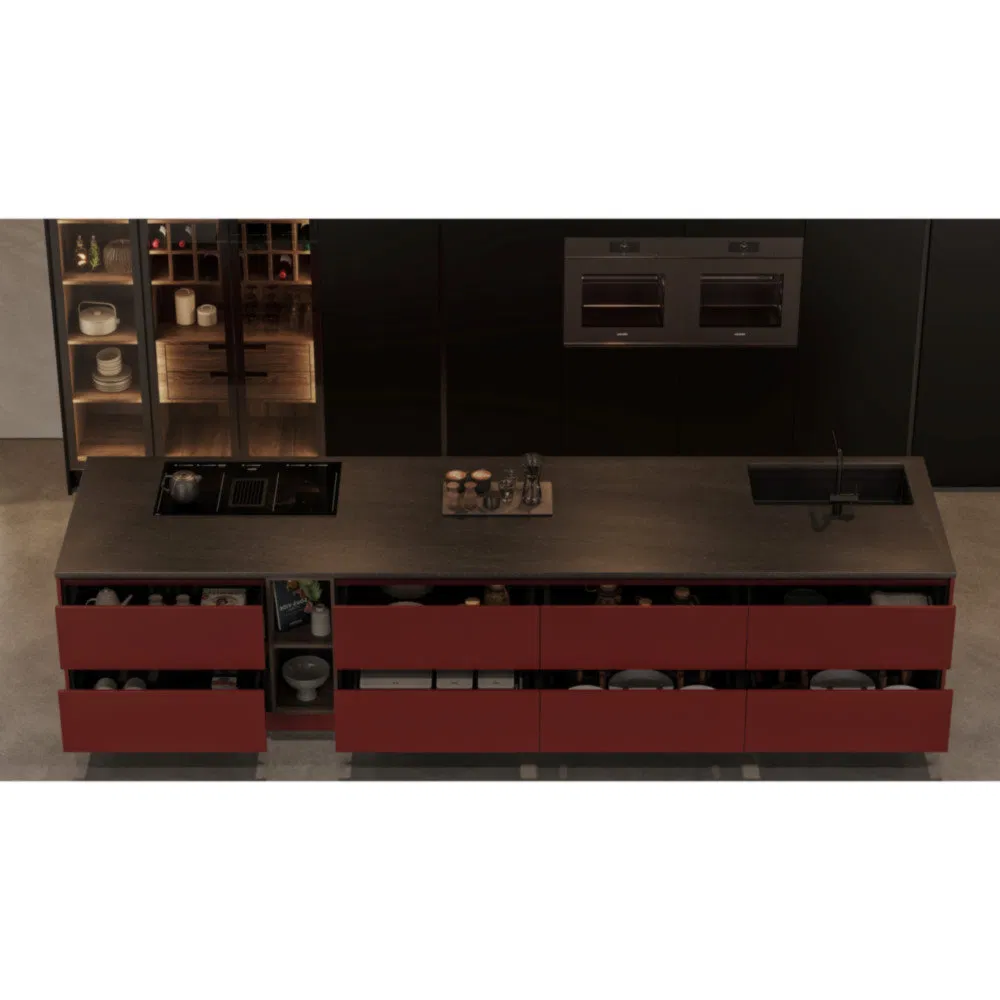 Water and Moisture Resistant Aluminum Frame Glass Door Kitchen Cabinet for Fully Furnished Residences