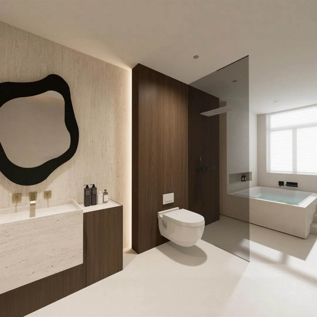 Custom Designed Kitchen Cabinet with Chipboard Melamine Matte Finish Wabi Sabi Style