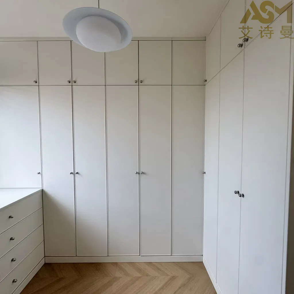 Wood Wardrobe Sliding Door Clothes Closet with Closet System PVC Wardrobe Bedroom Wooden Furniture Closet