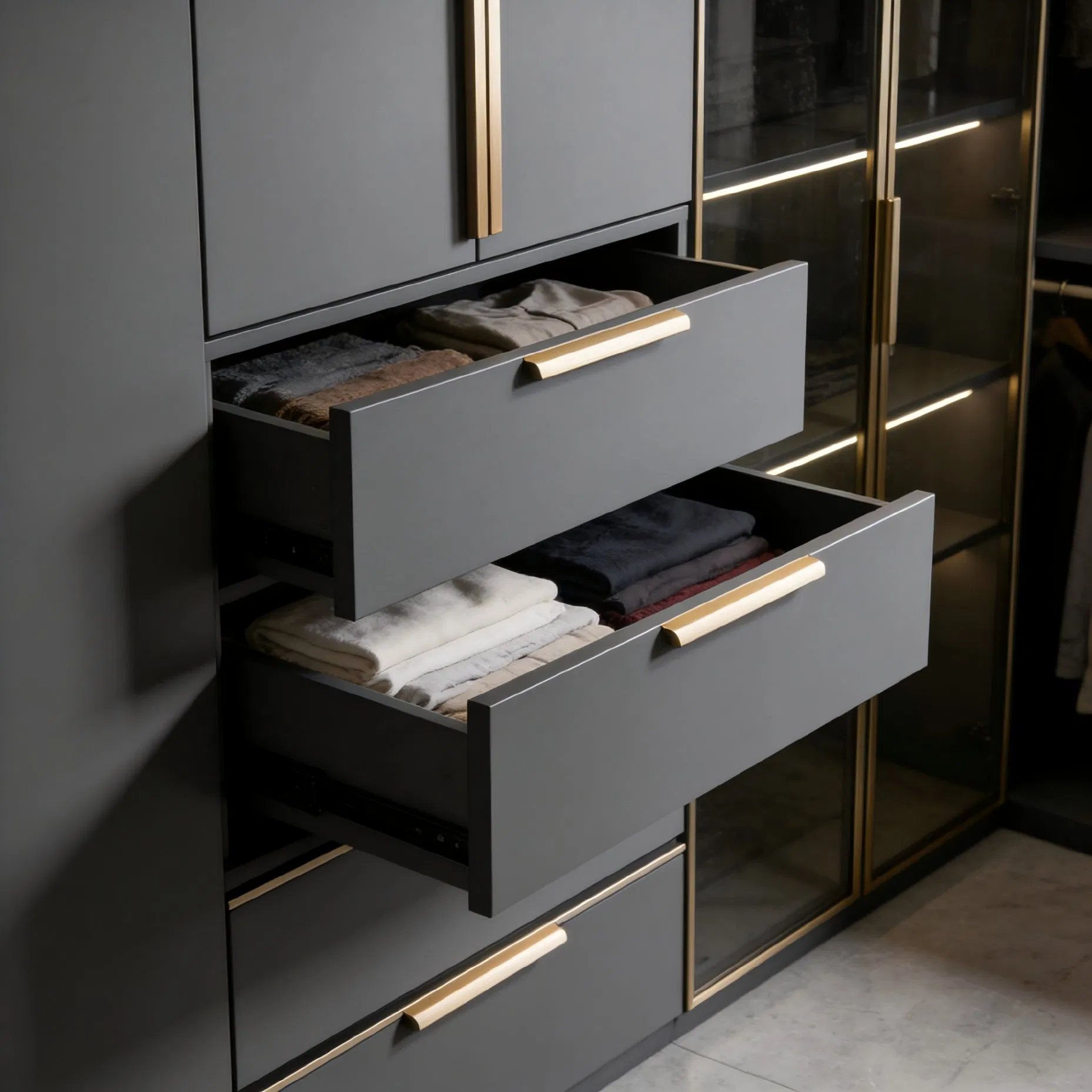 Customizable Walk-in Closet Wardrobe System for Stylish Interiors