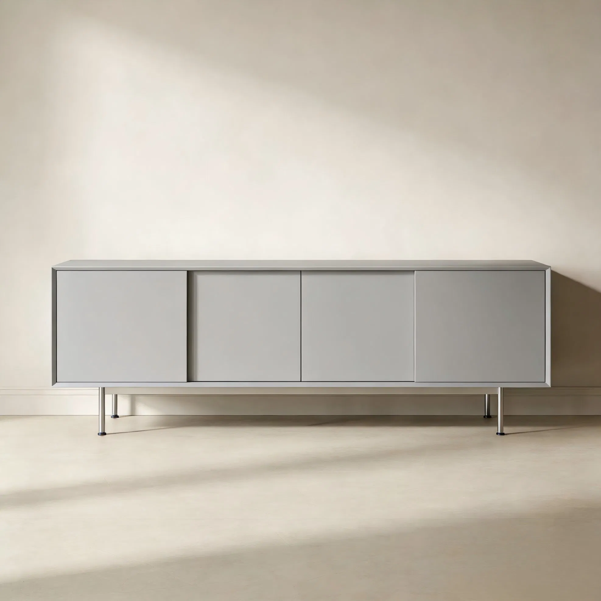 Modern Grey Living Room Media Cabinet with Compartment Storage