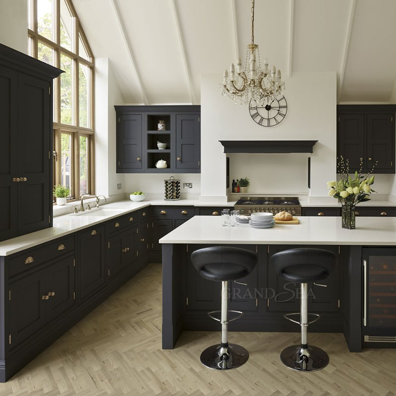 European Style 3D/4D Design Kitchen Cabinets with Aluminum Frame Glass Design Kitchen Cabinet