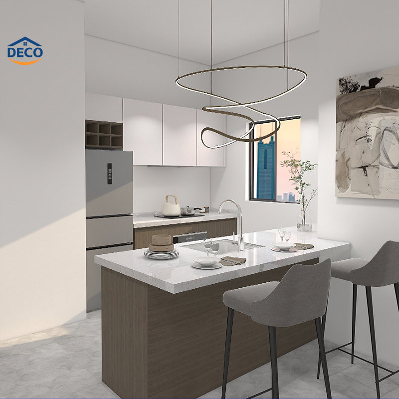 Wood Grain and Lacquer Finish Handleless Kitchen Cabinet for Homeowner and Builder High Gloss Kitchen Cabinet