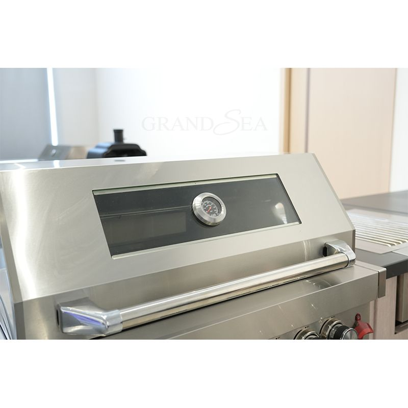 L Shaped Pink Modern Outdoor Stainless Steel Kitchen Cabinets with Stove