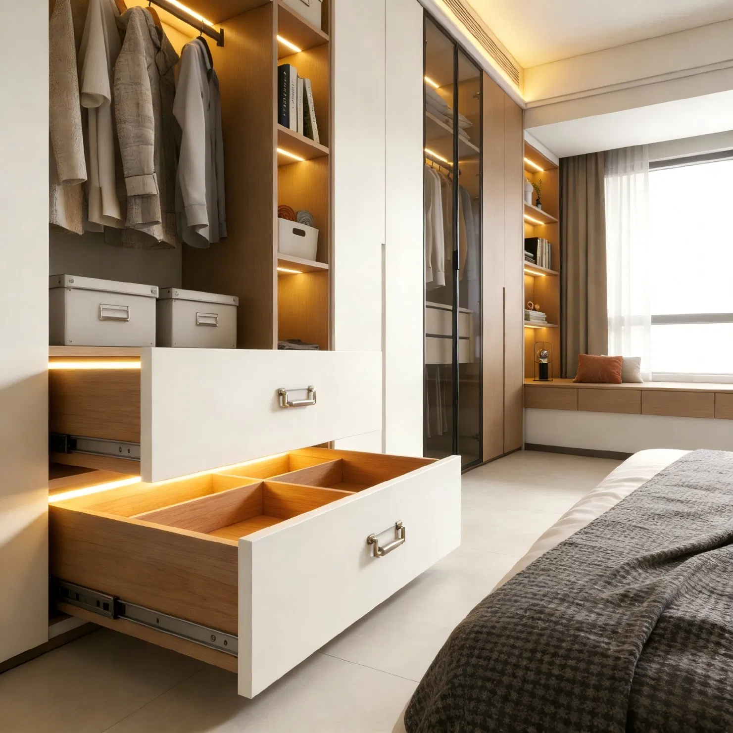 Versatile Modular Wardrobe System with Drawers and Shelves