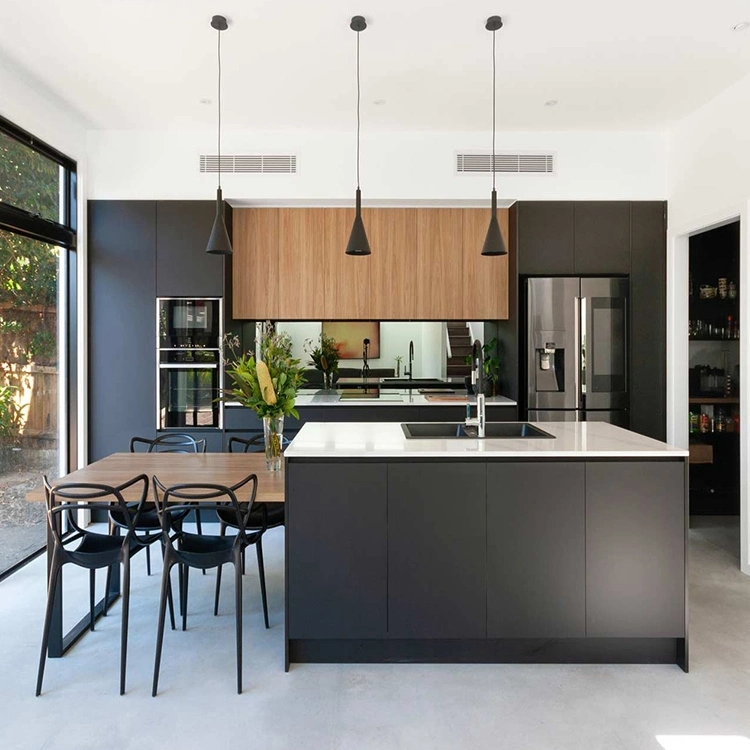 Modern Gloss MDF Wooden Fitted Kitchen Cabinets Furniture Designs Customized High Glossy Blue Acrylic Kitchen Cabinet