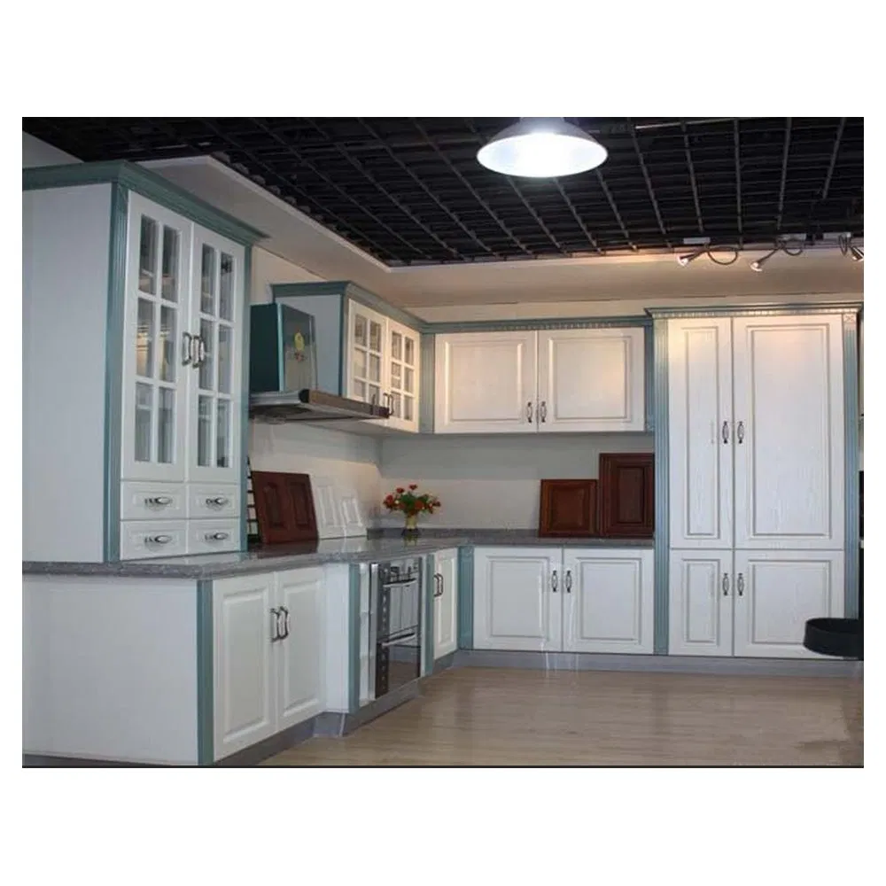Home Furniture White Lacquer Finish Handleless Design Kitchen Cabinets with Kitchen Island Basic Customization