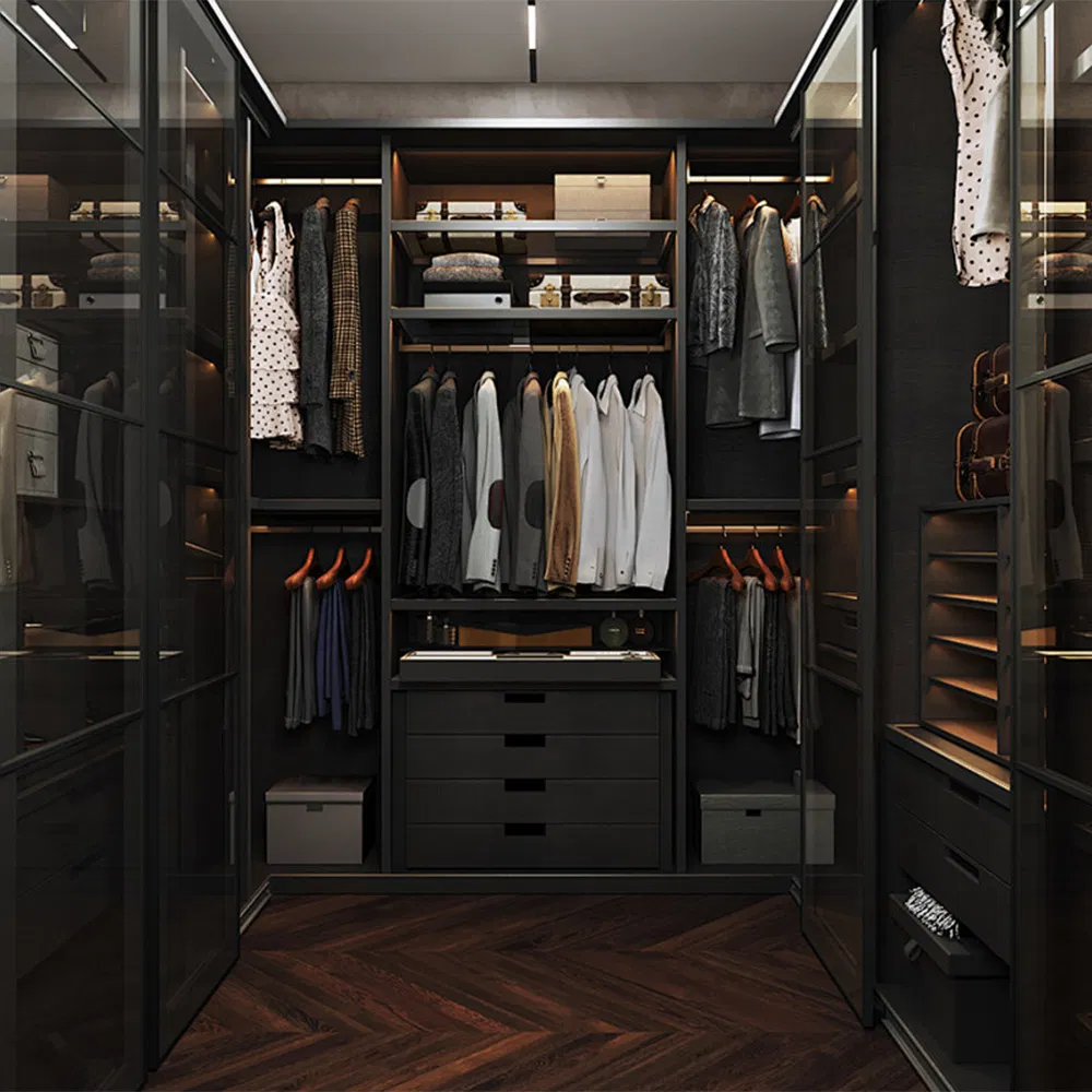 Luxury Modern Walk in Closet Wardrobe Systems Design Wood Bedroom Cupboards for Bedroom Open Wardrobe