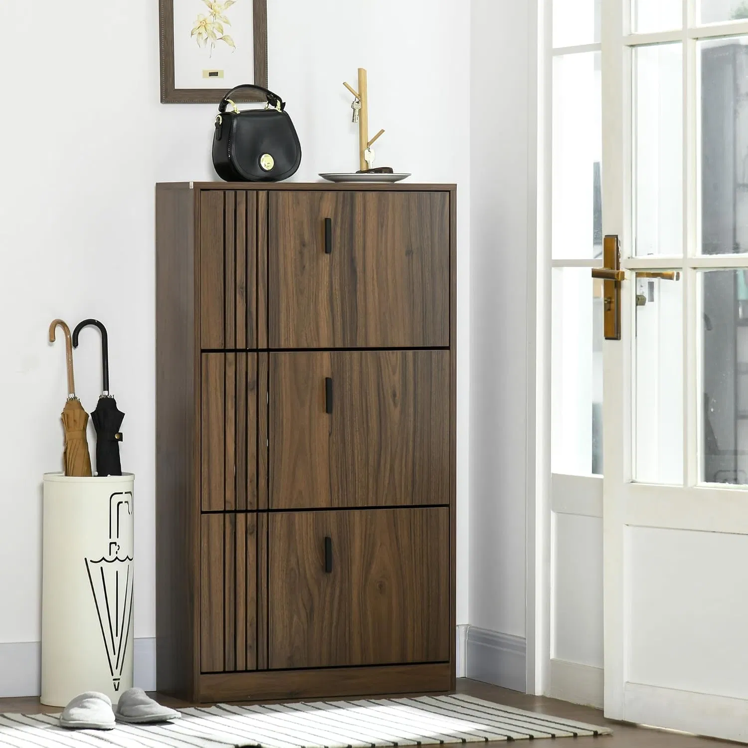 Efficient Shoe Organization Solution with Three-Tier Design and Minimalist Aesthetic for B2b Use