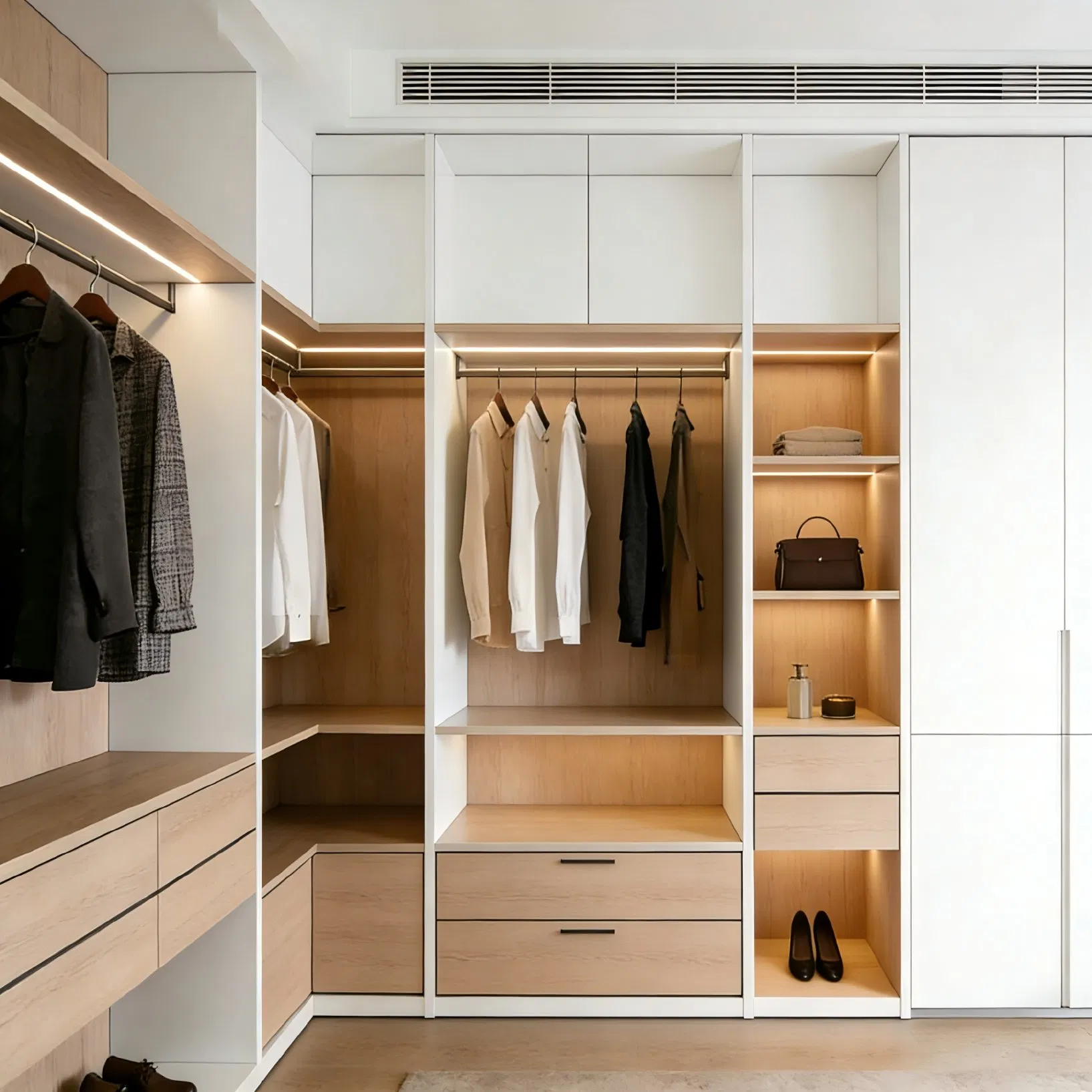 High Quality Built-in Wardrobe System for EU Residential Furniture Projects