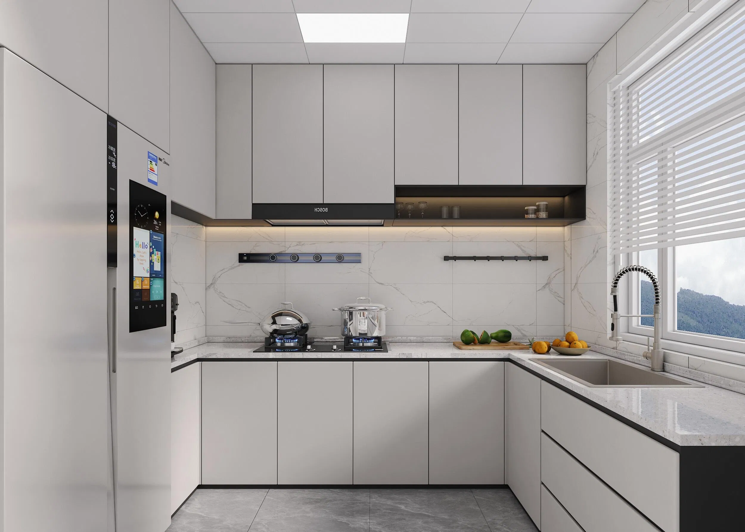 Modern Minimalistic Style Designs Custom Home Furniture U Shaped Kitchen Cabinets