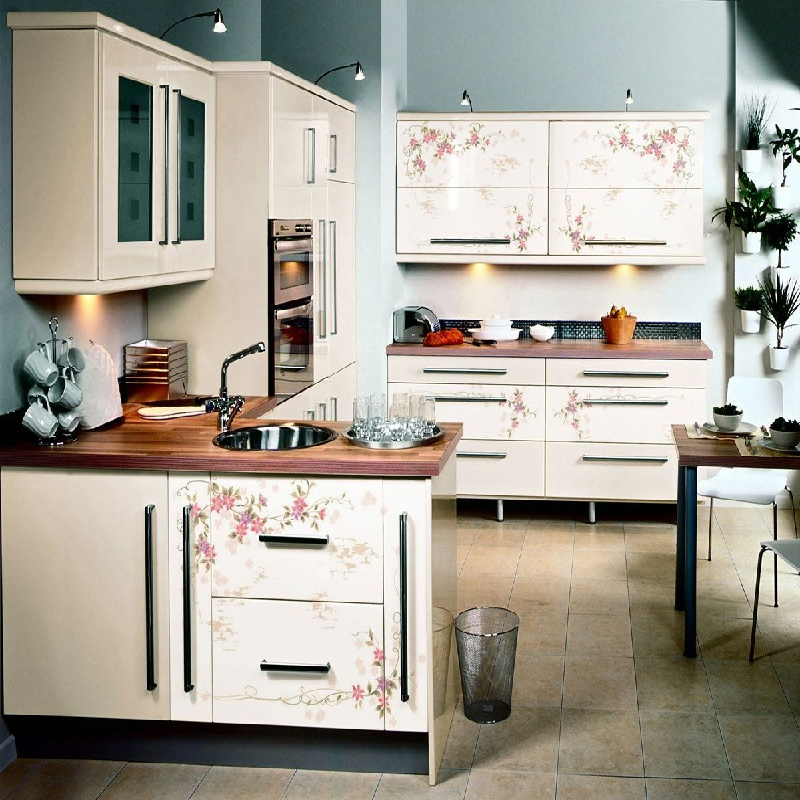 Aisle Style High Gloss Matte Finish Modular Cabinets for Kitchen Space