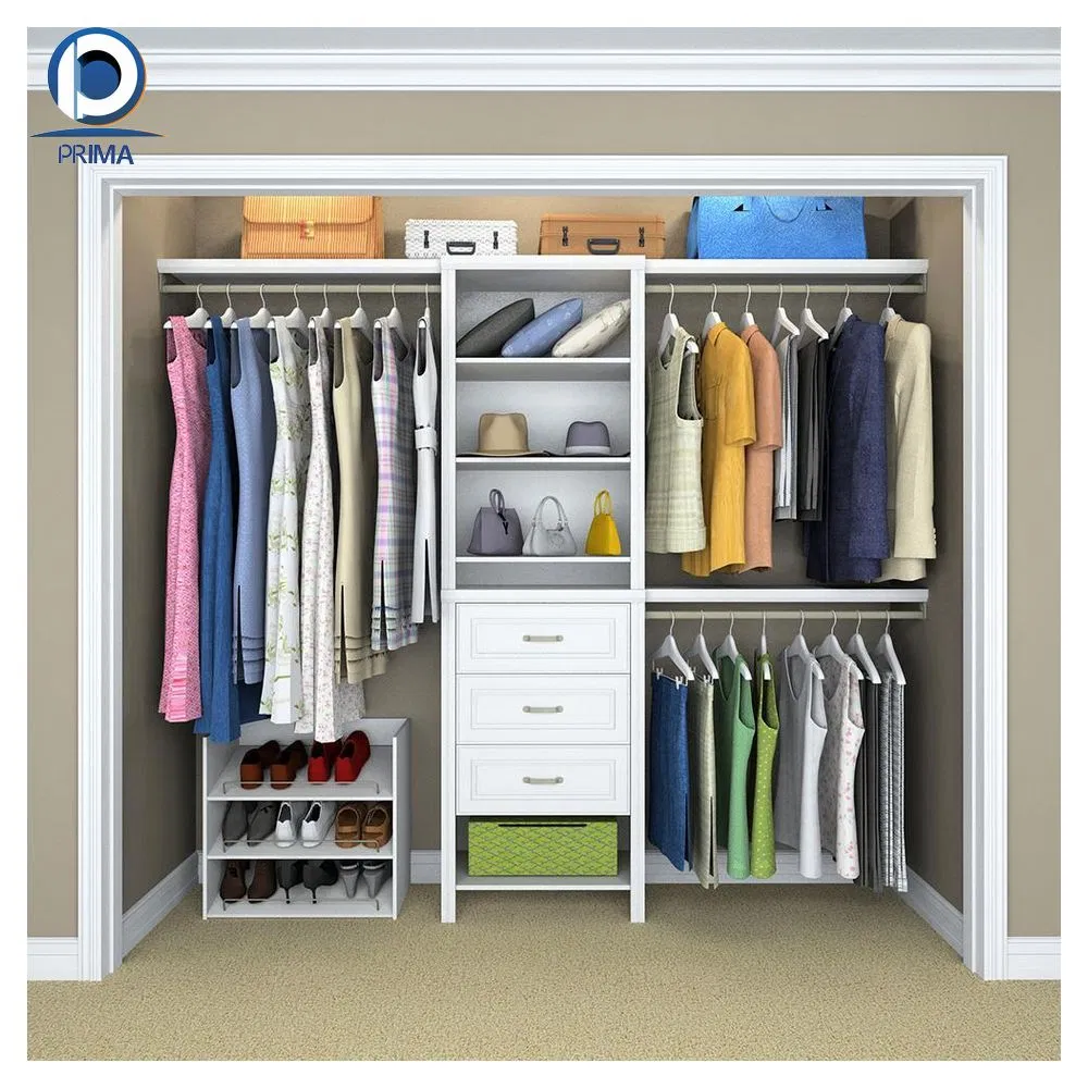 Glass Door Wooden Wardrobe Shelving Bedroom Wall Closet Systems Custom Walk in Closet Wooden Wardrobe