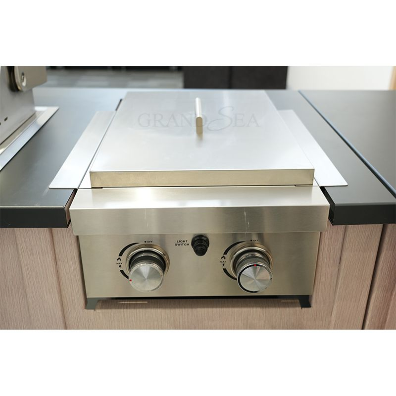 L Shaped Pink Modern Outdoor Stainless Steel Kitchen Cabinets with Stove