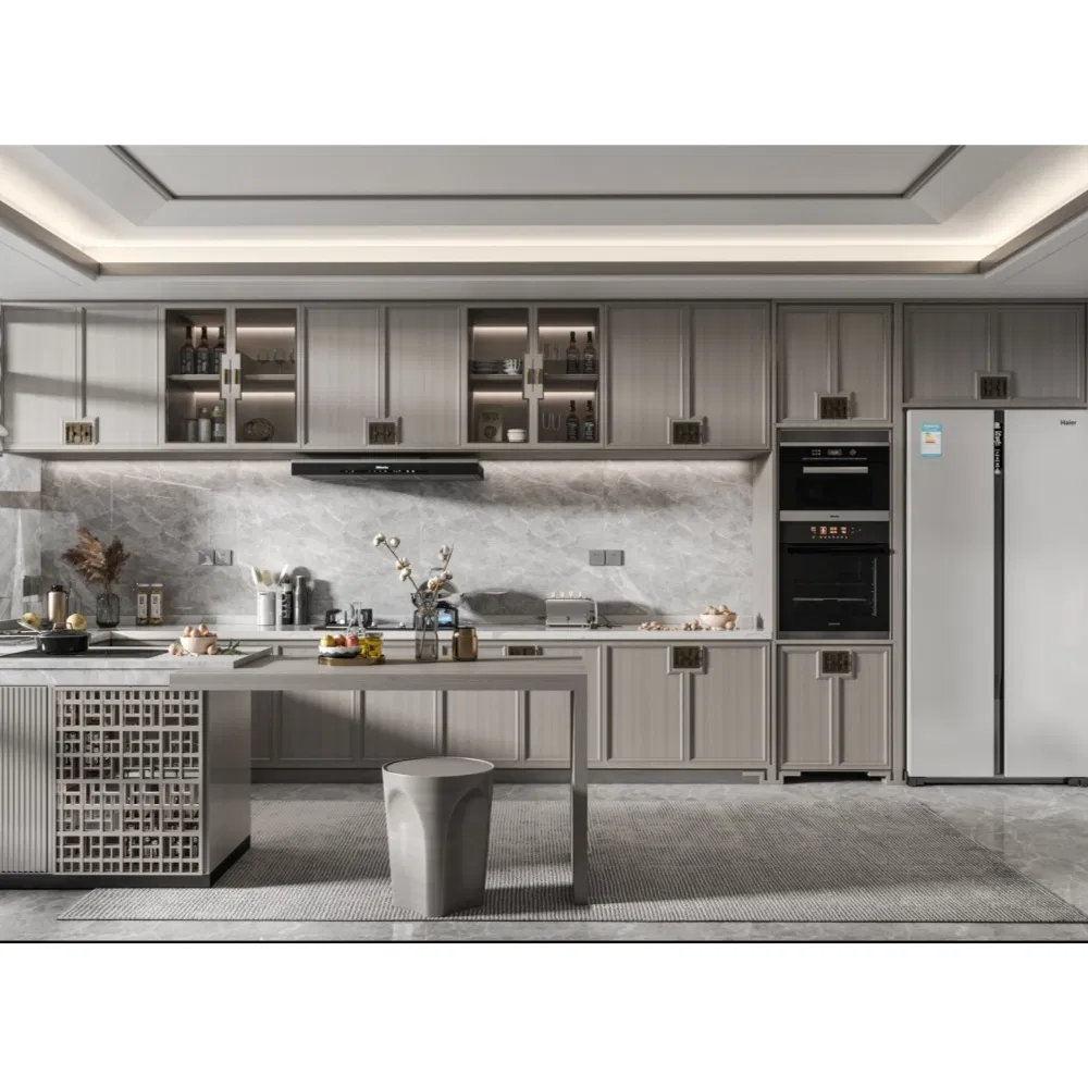 Minimalist European Solid Wood Kitchen Cabinet with Clean Lines &amp; Matte Finish