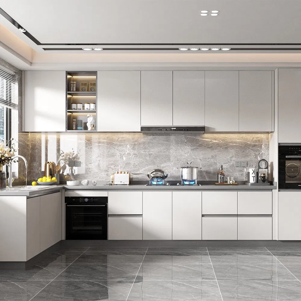 Affordable Custom Furniture Used Small Full White L Shaped Melamine Kitchen Cabinets