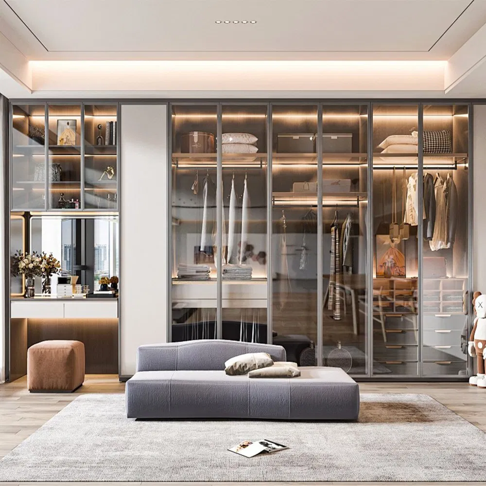 Luxury Modern Walk in Closet Wardrobe Systems Design Wood Bedroom Cupboards for Bedroom Open Wardrobe