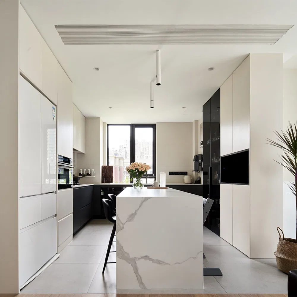 Foshan Factory Modern Design Modular Wooden Kitchen Cabinet Set Island Kitchen Furniture Custom Kitchen Cabinet Cupboard for Villa