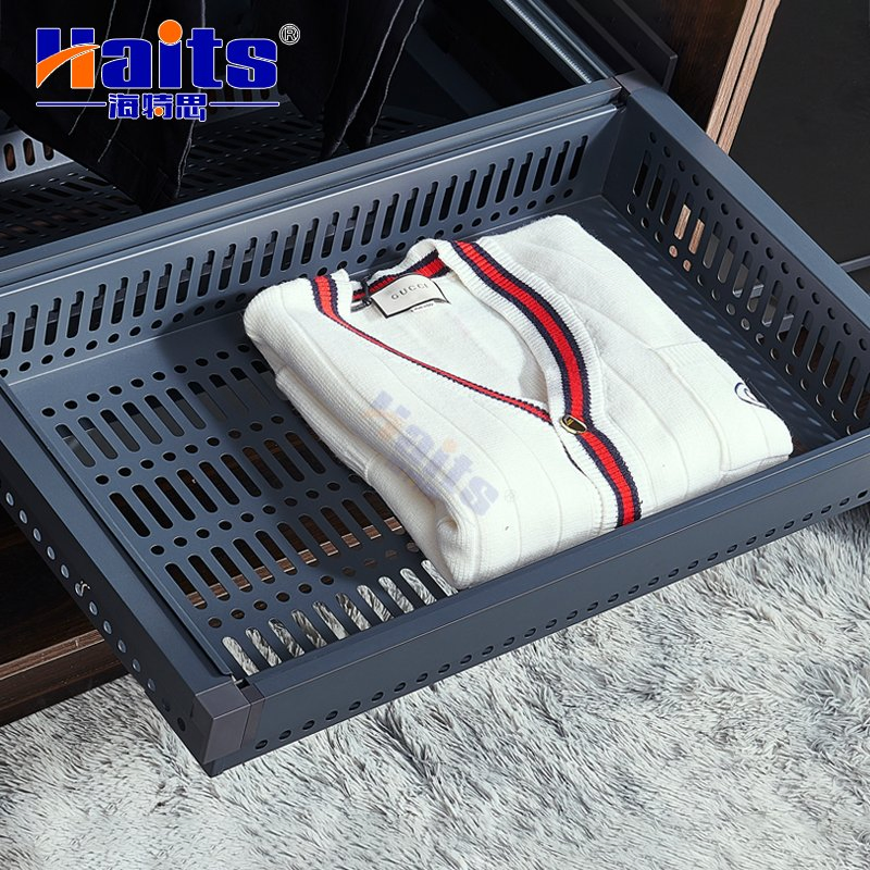 Walk in Wardrobe Storage Systems Sliding Clothes Storage Basket