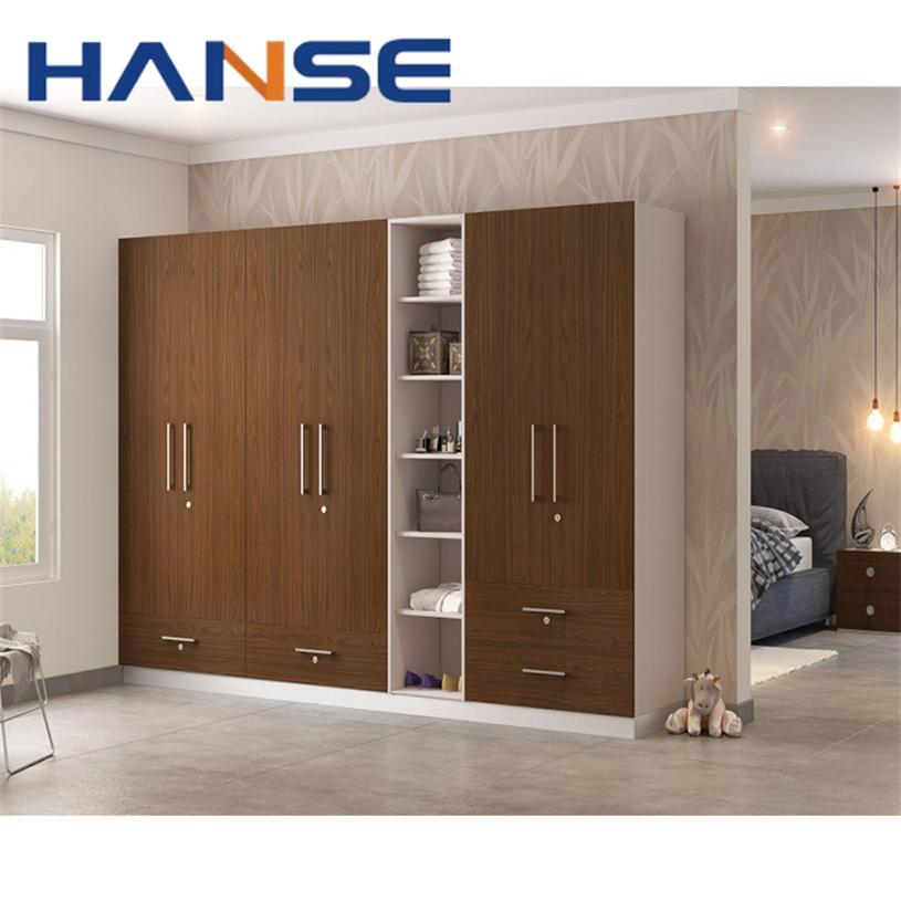Custom Size Home Furniture Bedroom Modern Built in Portable Wooden Sliding Door Closet System Wardrobe