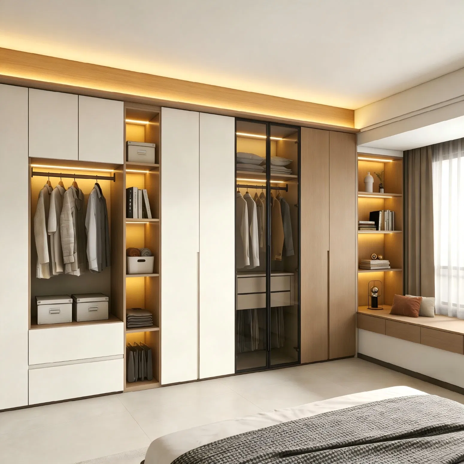 Versatile Modular Wardrobe System with Drawers and Shelves
