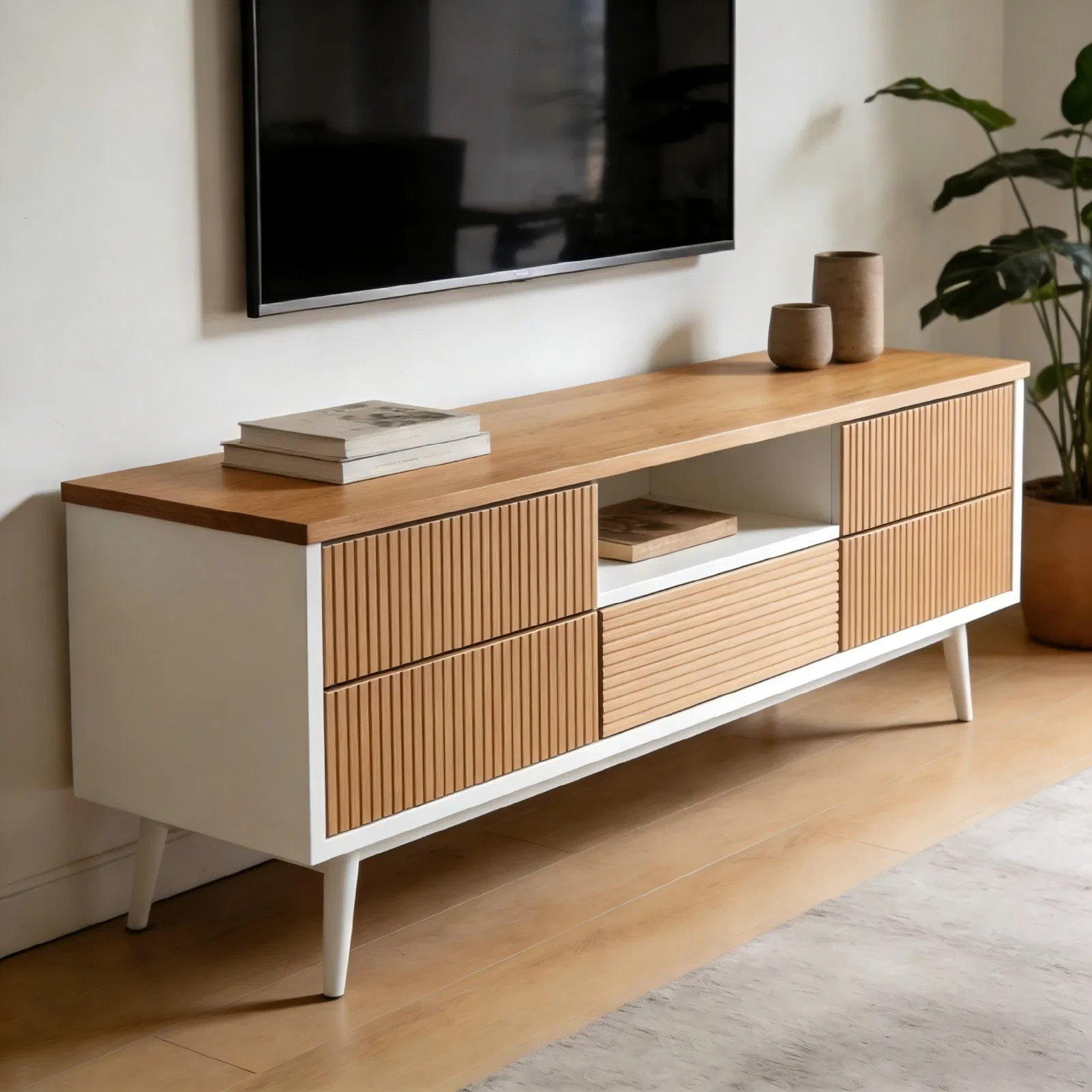 Minimalist TV Cabinet with Storage Solutions for Contemporary Living Rooms
