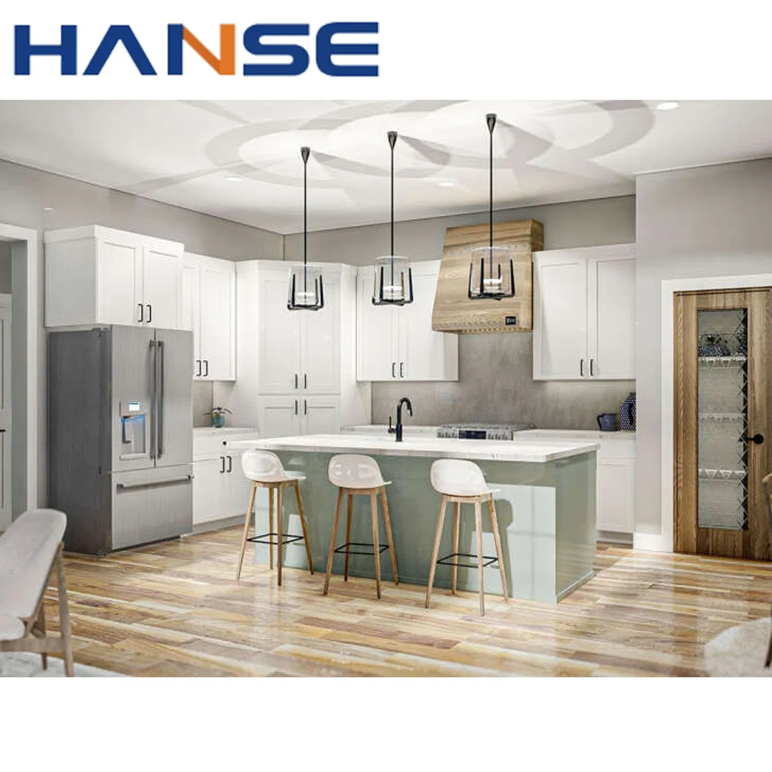 Hanse Modern Modular Customized Lacquer Mat Finish Handleless Quick Delivery Furniture Kitchen Cabinets