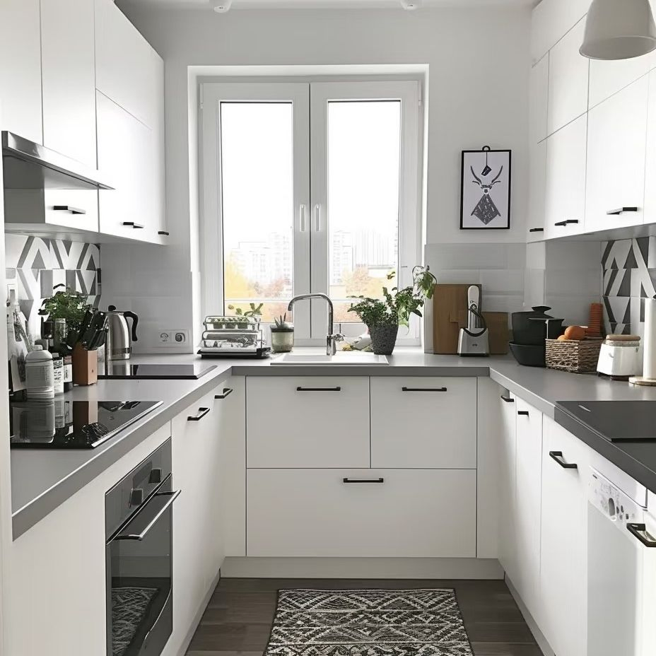 Matte Finish Modular Modern Kitchen Cabinet Aluminum Unit Wooden Furniture Home Set