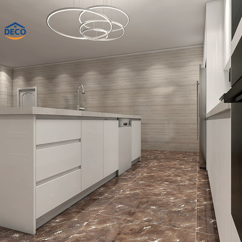 Wood Grain and Lacquer Finish Handleless Kitchen Cabinet for Homeowner and Builder High Gloss Kitchen Cabinet