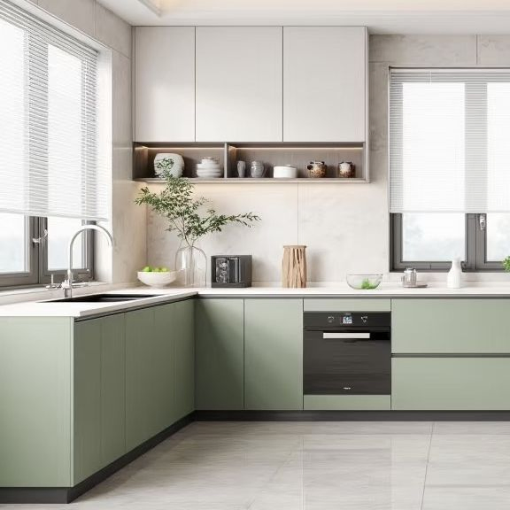 Matte Finish Modular Modern Kitchen Cabinet Aluminum Unit Wooden Furniture Home Set