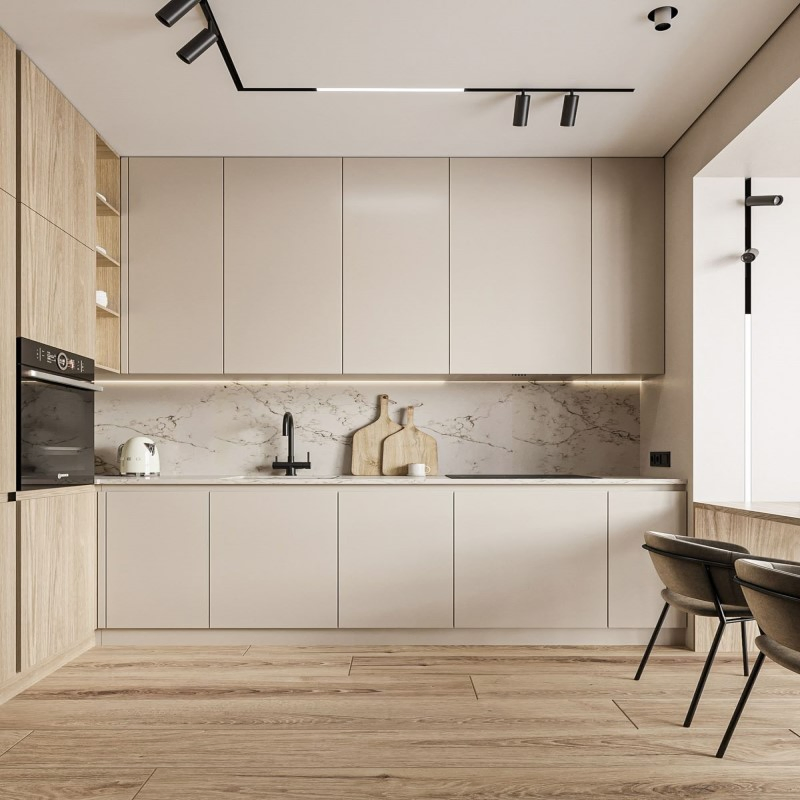Stylish Matte Melamine Finish for Contemporary Kitchen Cabinets