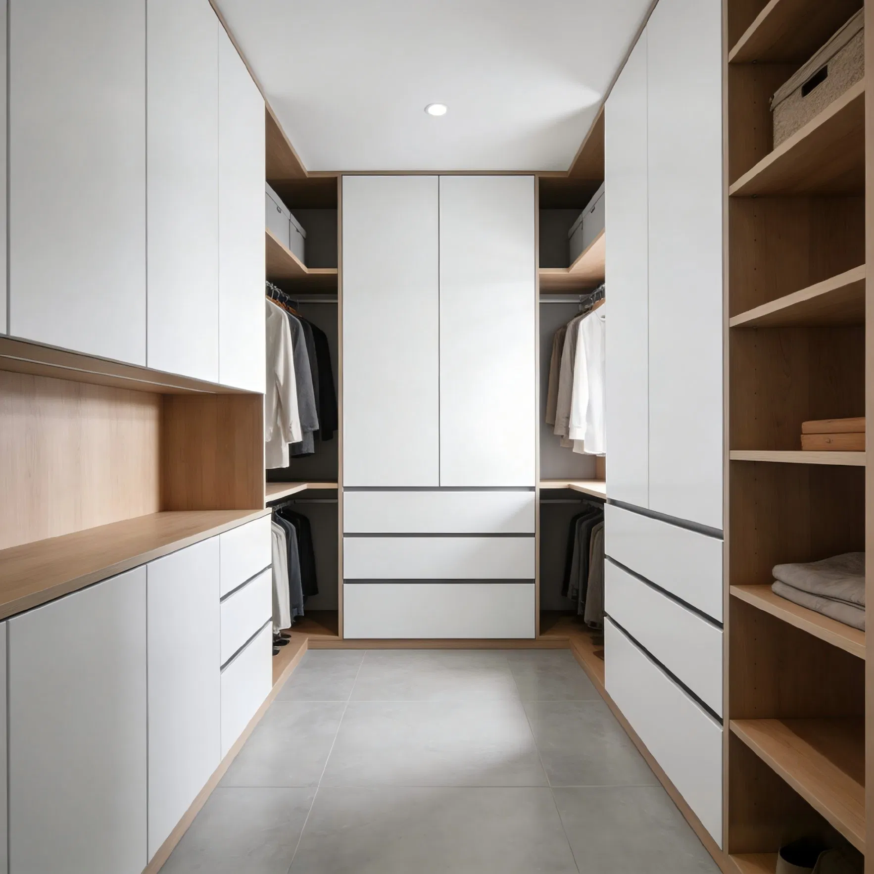 Walk-in Closet System with Melamine Finish and Aluminum Frame Structure